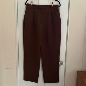 Abercrombie & Fitch Curve Love Tailored Relaxed Straight Pant, Dark Brown